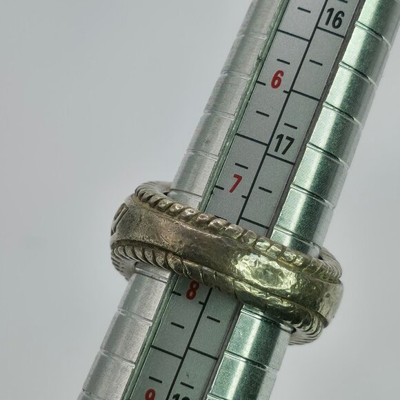 Vintage Sterling Silver 925 Ornate Engraved Dome Band Ring Size 8 - Picture 4 of 9